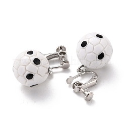 Round Football Dangle Clip-on Earrings for Women&nbsp;EJEW-Z015-09