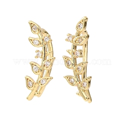Brass Pave Cubic Zirconia Stud Crawler Earrings&nbsp;KK-CBAA351-24G-01