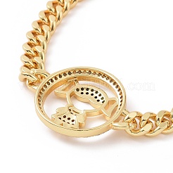 Colorful Cubic Zirconia Girl Link Bracelet&nbsp;BJEW-B068-01