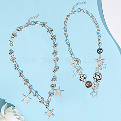 2Pcs 2 Styles Alloy Star Necklace Sets for Women&nbsp;NJEW-SC0001-51