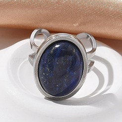 Oval Natural Lapis Lazuli Finger Rings&nbsp;RJEW-M062-02P-01