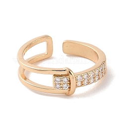 Brass Micro Pave Cubic Zirconia Open Cuff Rings&nbsp;RJEW-K263-10G