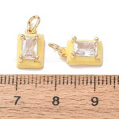 Brass Micro Pave Clear Cubic Zirconia with Enamel Charms&nbsp;CU-K002-51G-M