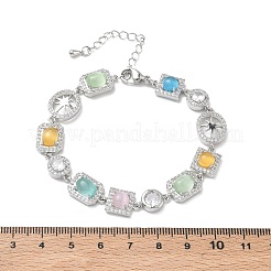 Brass Micro Pave Clear Cubic Zirconia Link Chain Bracelets for Women&nbsp;BJEW-C156-03P