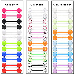 36Pcs Glow in the Dark Acrylic Straight Barbell Tongue Rings Set&nbsp;FS-WG0C136-01