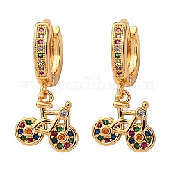 Bicycle Brass Micro Pave Cubic Zirconia Hoop Earrings&nbsp;EJEW-F384-11G
