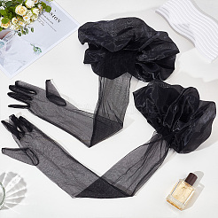1 Pair Polyester Long Lace Gloves for Bride's Wedding Celebration&nbsp;AJEW-ME0001-79A