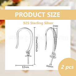 1 Pair 925 Sterling Silver Ear Hooks&nbsp;STER-BC0003-59P