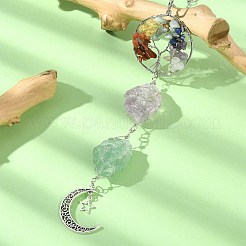 Wire Wrapped Natural Amethyst & Green Aventurine Pouch Pendant Deorations&nbsp;HJEW-JM01297-01