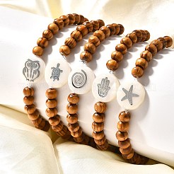 Wood Beads Kids Stretch Bracelets&nbsp;BJEW-JB03970-M