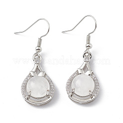 Natural Quartz Crystal Teardrop Dangle Earrings with Crystal Rhinestone&nbsp;EJEW-A092-02P-19