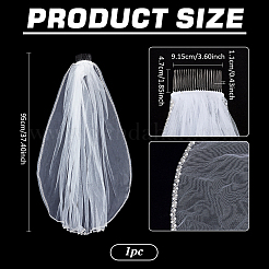 Organza Lace Long Bridal Veils&nbsp;AJEW-WH0596-963B