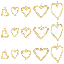 20Pcs 5 Styles Hollow Heart Rack Plating Brass Pendants Charms&nbsp;KK-BBC0025-63
