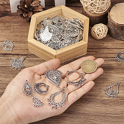 96Pcs 16 Style Tibetan Style Alloy Chandelier Component Links&nbsp;FIND-TA0002-58