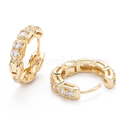 Brass Micro Clear Pave Cubic Zirconia Huggie Hoop Earrings&nbsp;EJEW-F264-24