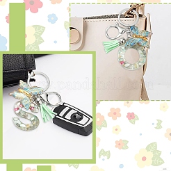 Resin & Acrylic & Faux Suede Tassel Keychain&nbsp;KEYC-YW00126-01