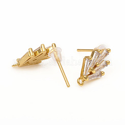 Brass Stud Earring Findings&nbsp;X-ZIRC-L096-16G