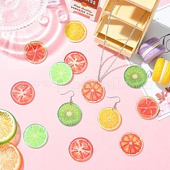 18Pcs 6 Colors Printed Acrylic Pendants&nbsp;MACR-CJ0002-40