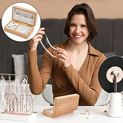 Rectangle Wooden Jewelry Organizer Magnetic Boxes&nbsp;CON-WH0112-073A