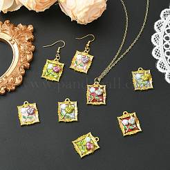 8Pcs 4 Colors Golden Alloy Resin Pendants&nbsp;FIND-CJ0004-91