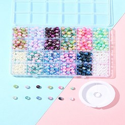 DIY Round Rainbow ABS Plastic Imitation Pearl Beads Bracelet Making Kits&nbsp;DIY-FS0007-71