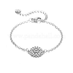 304 Stainless Steel Chakra Yoga Flower Link Bracelets for Women&nbsp;FS-WGDB3EB-02