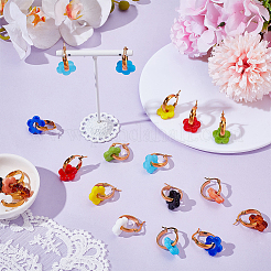 10 Pairs 10 Colors Handmade Lampwork with 304 Stainless Steel Hoop Earrings&nbsp;EJEW-WR00001