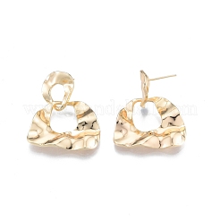 Brass Twist Half Round Dangle Stud Earrings for Women&nbsp;EJEW-G309-02G