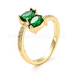 Green Cubic Zirconia Teardrop Open Cuff Ring&nbsp;KK-D080-02G