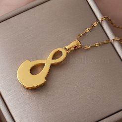 Vintage 304 Stainless Steel Crystal Rhinestone Infinity Pendant Necklaces for Women&nbsp;UB6493