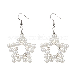 Star ABS Plastic Imitation Pearl Beaded Dangle Earrings&nbsp;EJEW-JE06329