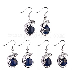 Gemstone Chameleon Dangle Earrings with Crystal Rhinestone&nbsp;EJEW-A092-10P