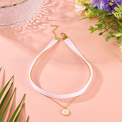 Flat Round with Letter O Alloy Enamel Pendant Necklaces for Women&nbsp;NJEW-TAC0033