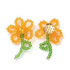 Handmade Glass Beaded Woven Cabochons&nbsp;GLAA-C028-01D