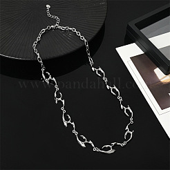 201 Stainless Steel Alloy Liquid Irregular Link Chain Necklaces&nbsp;FS-WG172B5-01-1