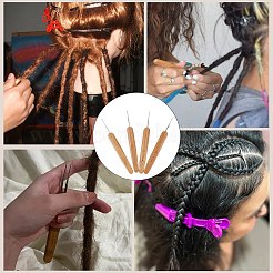 4Pcs 2 Styles Bamboo Handle Iron Crochet Hook Needles&nbsp;TOOL-DJ0001-48