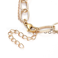304 Stainless Steel Paperclip Chains Pendants Tiered Necklaces&nbsp;NJEW-JN02765-02