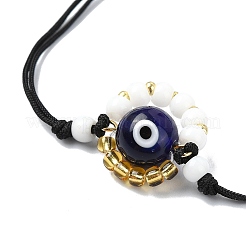 Evil Eye Handmade Lampwork & Glass Adjustable Braided Bead Bracelets&nbsp;BJEW-MZ00099-05