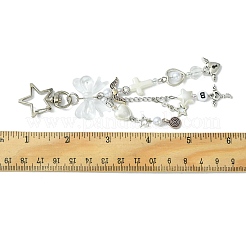 ABS Plastic Imitation Pearl & Alloy Pendant Keychains&nbsp;KEYC-FZ00007
