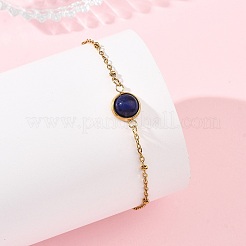 Half Round Natural Gemstone Bead Link Bracelets&nbsp;BJEW-JB14121-01