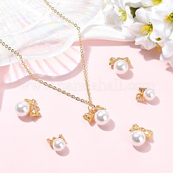 6Pcs 3 Styles Brass Plastic Pearl Pendants&nbsp;KK-CJ0005-53