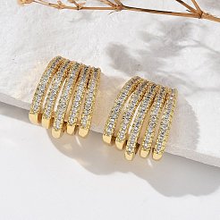 Clear Cubic Zirconia Multi Line Thick Cuff Earrings&nbsp;EJEW-R150-04G