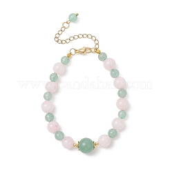 Adjustable Natural Rose Quartz and Green Aventurine Beaded Bracelets&nbsp;BJEW-JB13032