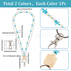 2Pcs 2 Colors Wood & Synthetic Magnesite & Synthetic Turquoise & Synthetic Howlite Bead Chains&nbsp;HJEW-SC00163
