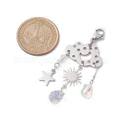 304 Stainless Steel Cloud & Star & Sun Hanging Ornaments&nbsp;HJEW-TA00180