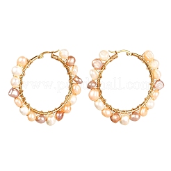 Vintage Natural Pearl Beads Earrings for Girl Women&nbsp;EJEW-JE04643-04