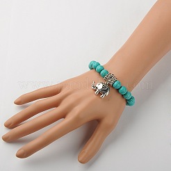 Dyed Synthetic Howlite Elephant Stretch Bracelets&nbsp;BJEW-JB01338