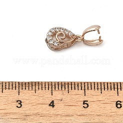 Rack Plating Brass Micro Pave Clear Cubic Zirconia Ice Pick Pinch Bails&nbsp;KK-K340-12