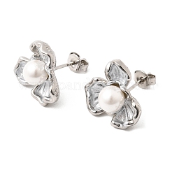 Brass Enamel Stud Earrings&nbsp;KK-CBAB173-02D-P