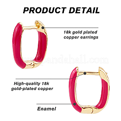 4 Pairs 4 Colors Real 18K Gold Plated Brass Rectangle Hoop Earrings&nbsp;EJEW-FI0003-06